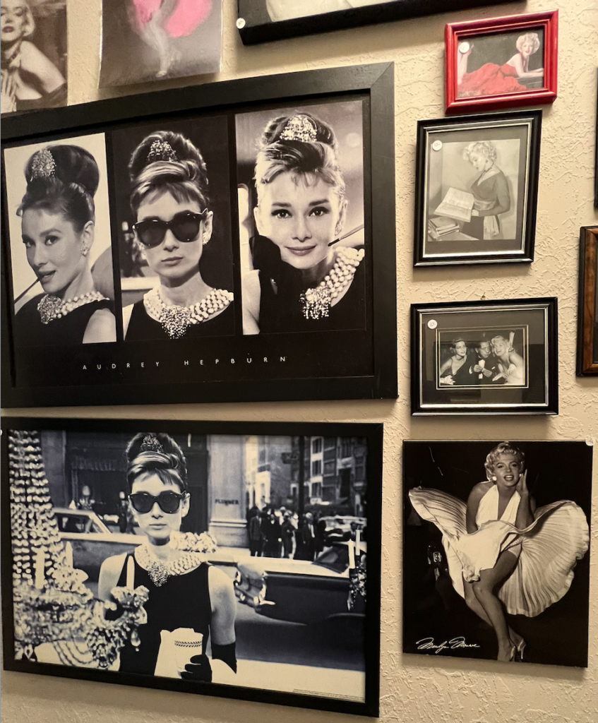 framed vintage silver screen movie-star photos: Audrey Hepburn, Marilyn Monroe - Noah's Bazaar - Newport, Oregon
