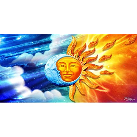 graphic art: overlapping moon and sun - Noah's Bazaar - Newport, Oregon