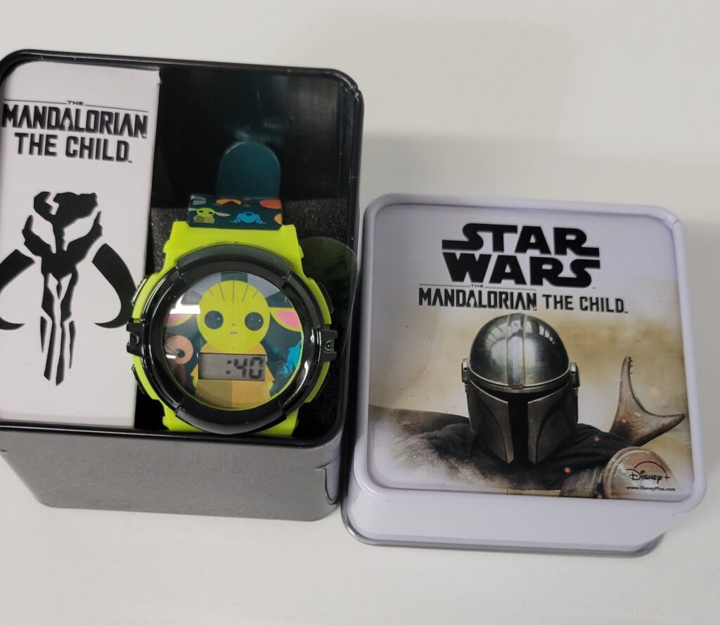 LCD Date & Time Watch in Tin Case - Star Wars The Mandalorian Baby Yoda